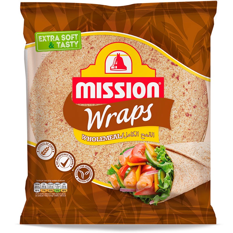 MISSION - TORTILLA WHEAT 25cm 12pc/pack 108c WHOLEWHEAT - 420g